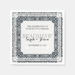 Serviettes en papier noir et blanc pour mariage de