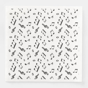Serviettes En Papier Notes musicales noir et blanc