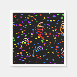 Serviettes En Papier Nouvel an confetti cocktail serviettes noir