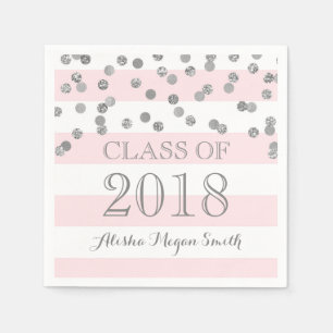 Serviettes En Papier Obtention du diplôme 2018 argentée de confettis
