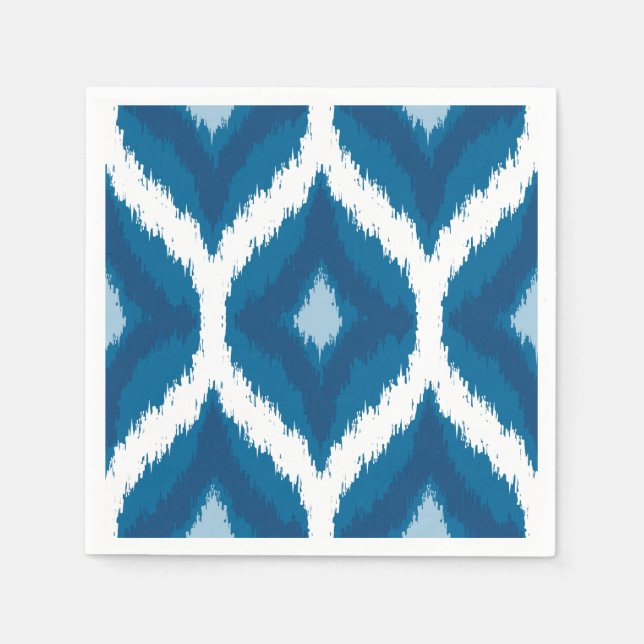Serviettes En Papier Ocean Blue Ikat Moderne Ethnique Impression géomét (Devant)