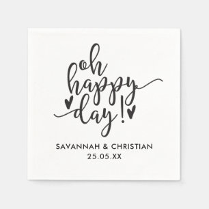 Serviettes En Papier Oh Happy Day Script Mariage personnalisé serviette