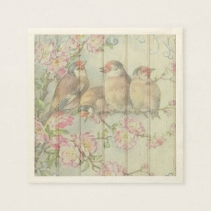 serviettes en papier oiseaux chanteurs pastel