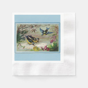 Serviettes En Papier Oiseaux vintages dans le papier neige Napkin