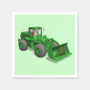 Serviettes En Papier Opérateur de bulldozer du Père Noël
