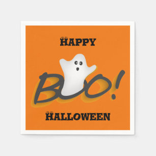 Serviettes En Papier Orange Happy Halloween mignon mot fantôme BOO!