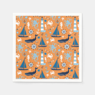 Serviettes En Papier Orange nautique d'océan
