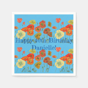 Serviettes en papier Orange Poppy Joyeux Anniversa