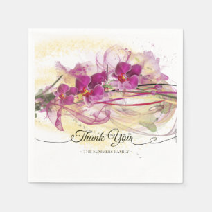 Serviettes En Papier Orchidées violettes Calligraphie de l'art Abstrait