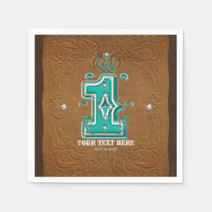 Serviettes En Papier Ouest Russe Cuir Brown Look & Diamants 1 Un