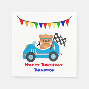 Serviettes En Papier Ours Race Anniversaire Garçon