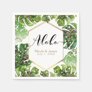 Serviettes En Papier Paillettes dorées scintillement glamour feuilles t