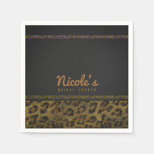 Serviettes En Papier Paillettes scintillantes léopard Glam Chic Moderne