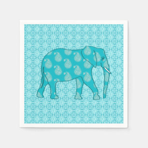 Serviettes En Papier Paisley - bleu turquoise et aqua
