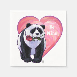 Serviettes En Papier Panda Bear Saint Valentin