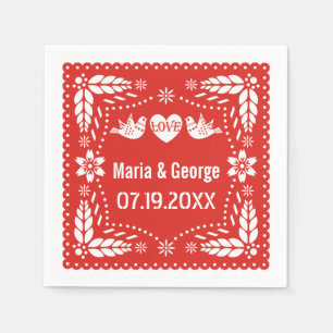 Serviettes En Papier Papel picado Fête mariage rouge inséparable