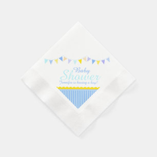 Serviettes En Papier Papier à lapin bleu baby shower nommé
