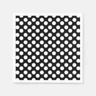 Serviettes En Papier Papier à points Polka noir et blanc