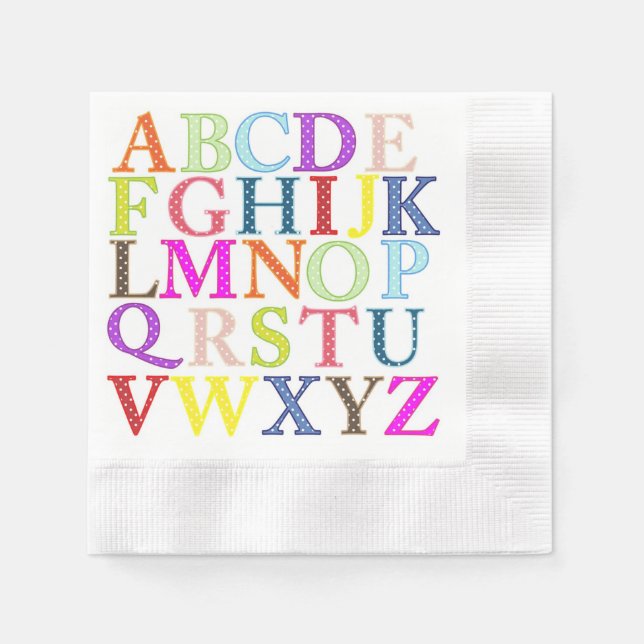 Serviettes En Papier Papier Alphabet Napkin (Devant)