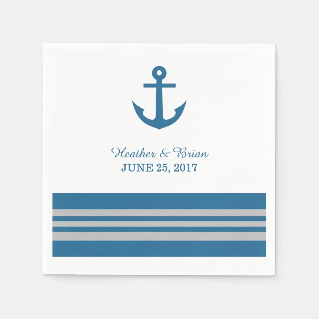 Serviettes En Papier Papier Ancre bleu gris marine (Devant)