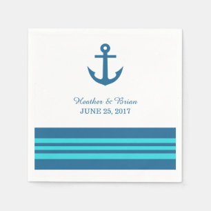 Serviettes En Papier Papier Ancre bleu turquoise marine serviettes