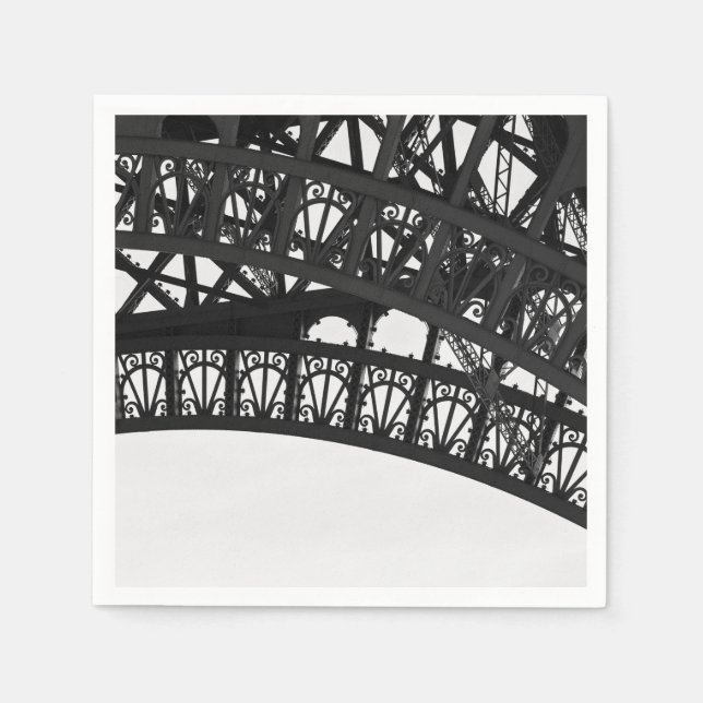 Serviettes En Papier Papier Arche Tour Eiffel noir et blanc (Devant)