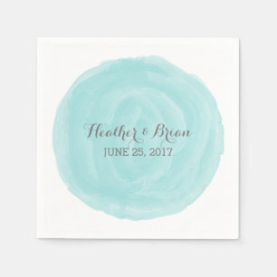 Serviettes En Papier Papier d'aquarelle ronde Turquoise