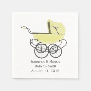 Serviettes En Papier Papier de Baby shower Jaune Pram personnalisé