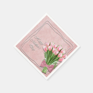 Serviettes En Papier Papier de jour de la mère Tulipes rose Napkin