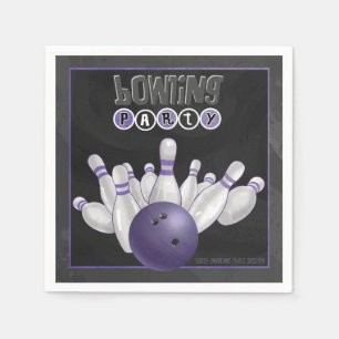 Serviettes En Papier Papier de la partie de bowling pourpre Cool