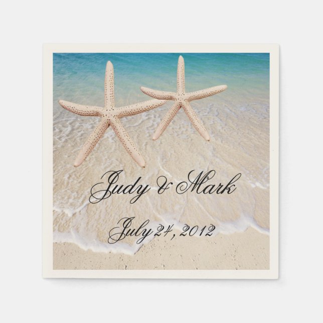 Serviettes En Papier Papier de mariage personnalisé Starfish Beach (Devant)