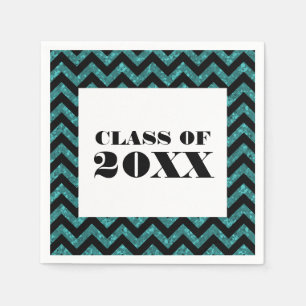 Serviettes En Papier Papier de Parties scintillant Chevron Turquoise