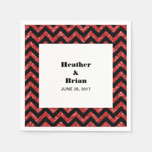 Serviettes En Papier Papier de Parties scintillant Red Chevron
