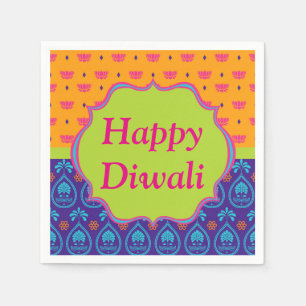 Serviettes En Papier Papier Diwali Napkin en Motif indien coloré