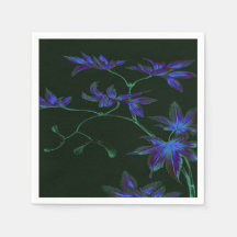Papier floral japonais profond bleu et vert