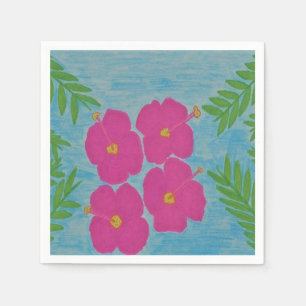 Serviettes En Papier Papier Hibiscus rose