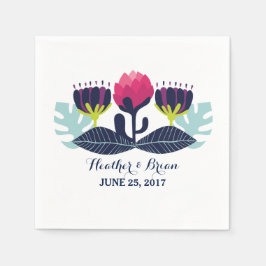 Serviettes En Papier Papier Mariage floral funky
