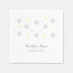 Serviettes En Papier Papier Mariage gris-jaune Confetti