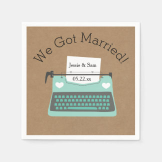 Serviettes En Papier Papier Mariage Retro Aqua