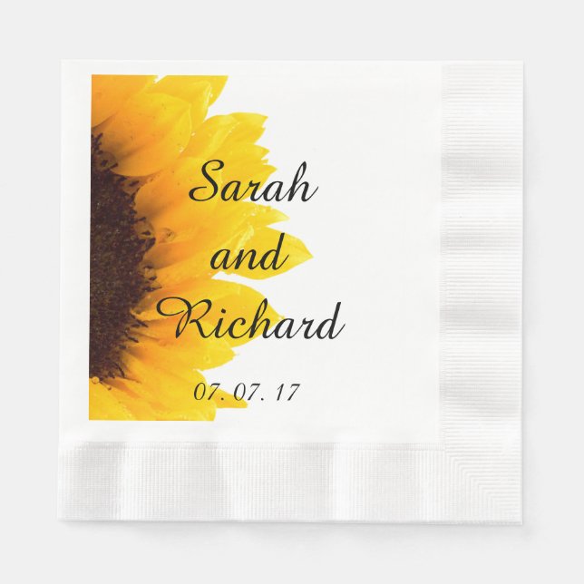 Serviettes En Papier Papier Mariage tournesol (Devant)