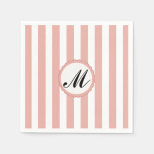 Serviettes En Papier Papier Monogramme personnalisé rose rayé
