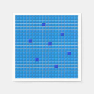 Serviettes En Papier Papier Napkin - Carré bleu mosaïque