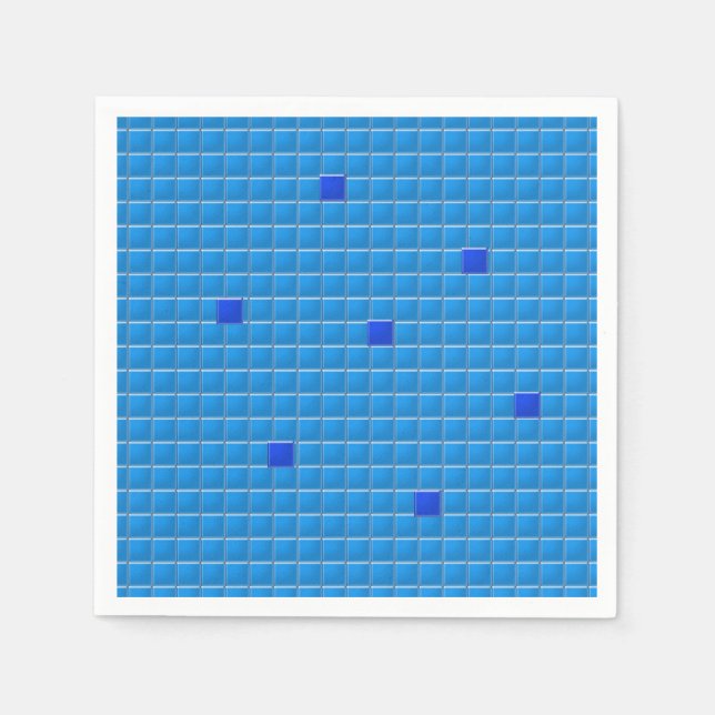 Serviettes En Papier Papier Napkin - Carré bleu mosaïque (Devant)