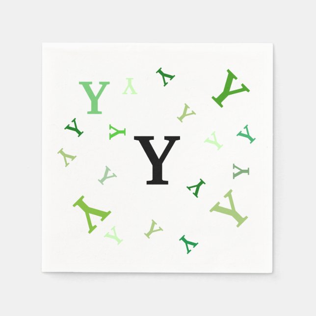 Serviettes En Papier Papier Napkin - Lettres mélangées en vert (Devant)