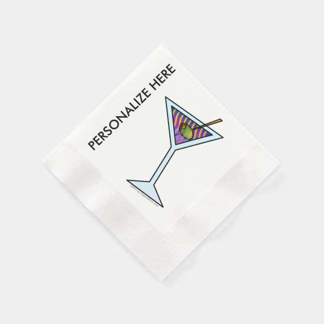 SERVIETTES EN PAPIER PAPIER PERSONNALISÉ COCKTAIL NAPKINS - MARTINI DES (Coin)