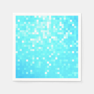 Serviettes En Papier Papier Pixels Aqua Turquoise