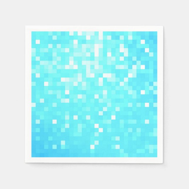 Serviettes En Papier Papier Pixels Aqua Turquoise (Devant)