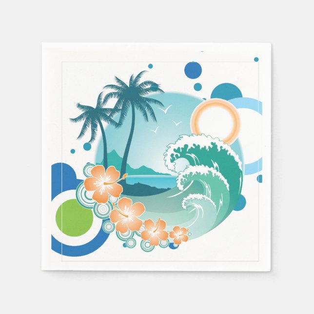 Serviettes En Papier Papier Surf de l'île (Devant)