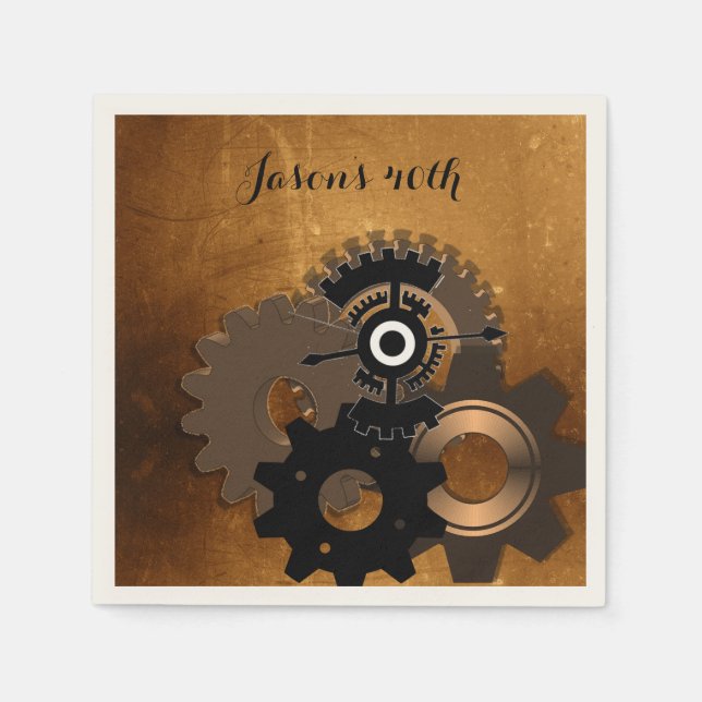 Serviettes En Papier Papier texte personnalisé Steampunk (Devant)