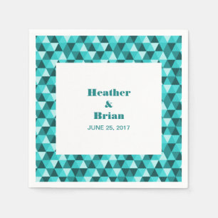 Serviettes En Papier Papier triangles géométriques turquoises